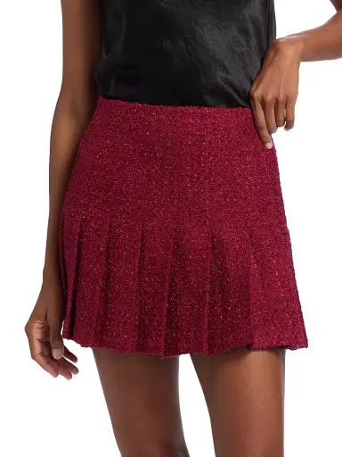 ALICE + OLIVIA Women's Carter Stitch Wool-Blend Pleated Miniskirt - Oxblood | Thumbnail 3 ALICE + OLIVIA Women's Carter Stitch Wool-Blend Pleated Miniskirt - Oxblood | Thumbnail 3