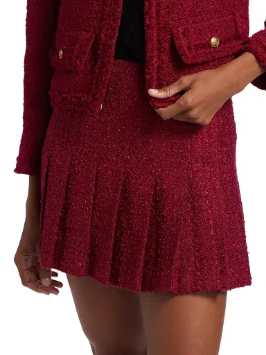 ALICE + OLIVIA Women's Carter Stitch Wool-Blend Pleated Miniskirt - Oxblood | Thumbnail 6 ALICE + OLIVIA Women's Carter Stitch Wool-Blend Pleated Miniskirt - Oxblood | Thumbnail 6
