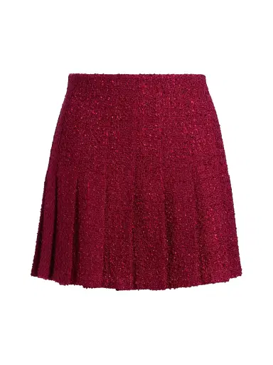 ALICE + OLIVIA Women's Carter Stitch Wool-Blend Pleated Miniskirt - Oxblood | Thumbnail 1 ALICE + OLIVIA Women's Carter Stitch Wool-Blend Pleated Miniskirt - Oxblood | Thumbnail 1