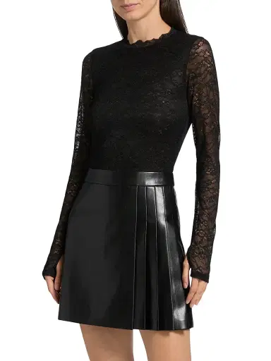 ALICE + OLIVIA Women's Chara Mixed-Media Pleated Minidress - Black | Thumbnail 3 ALICE + OLIVIA Women's Chara Mixed-Media Pleated Minidress - Black | Thumbnail 3