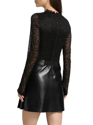 ALICE + OLIVIA Women's Chara Mixed-Media Pleated Minidress - Black | Thumbnail 5 ALICE + OLIVIA Women's Chara Mixed-Media Pleated Minidress - Black | Thumbnail 5