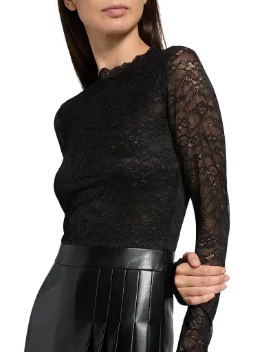 ALICE + OLIVIA Women's Chara Mixed-Media Pleated Minidress - Black | Thumbnail 6 ALICE + OLIVIA Women's Chara Mixed-Media Pleated Minidress - Black | Thumbnail 6