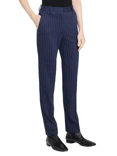 Theory Women's Pinstriped Crepe Slim-Fit Pants - Navy Multi | Thumbnail 4 Theory Women's Pinstriped Crepe Slim-Fit Pants - Navy Multi | Thumbnail 4