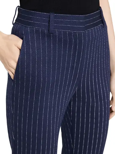 Theory Women's Pinstriped Crepe Slim-Fit Pants - Navy Multi | Thumbnail 6 Theory Women's Pinstriped Crepe Slim-Fit Pants - Navy Multi | Thumbnail 6