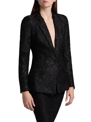 Chiara Boni La Petite Robe Women's Mosi Lace Single-Breasted Blazer - Black - Size 2 | Thumbnail 4 Chiara Boni La Petite Robe Women's Mosi Lace Single-Breasted Blazer - Black - Size 2 | Thumbnail 4