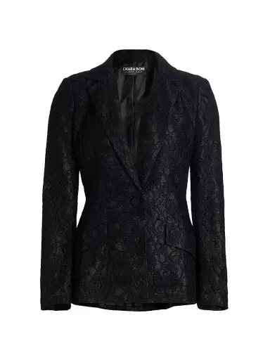 Chiara Boni La Petite Robe Women's Mosi Lace Single-Breasted Blazer - Black - Size 2 | Thumbnail 1 Chiara Boni La Petite Robe Women's Mosi Lace Single-Breasted Blazer - Black - Size 2 | Thumbnail 1