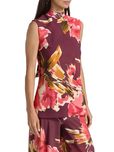 Chiara Boni La Petite Robe Women's Dila Floral Jersey Tieneck Top | Thumbnail 4 Chiara Boni La Petite Robe Women's Dila Floral Jersey Tieneck Top | Thumbnail 4