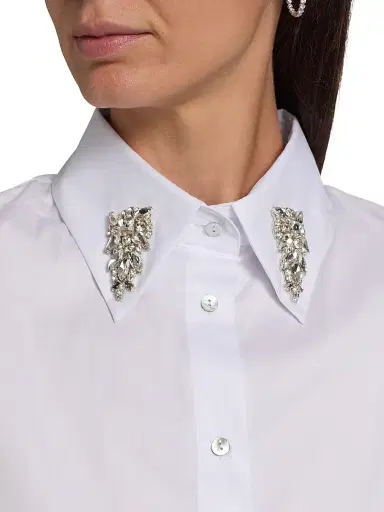 Chiara Boni La Petite Robe Women's Crystal-Embellished Cotton-Blend Shirt | Thumbnail 6 Chiara Boni La Petite Robe Women's Crystal-Embellished Cotton-Blend Shirt | Thumbnail 6