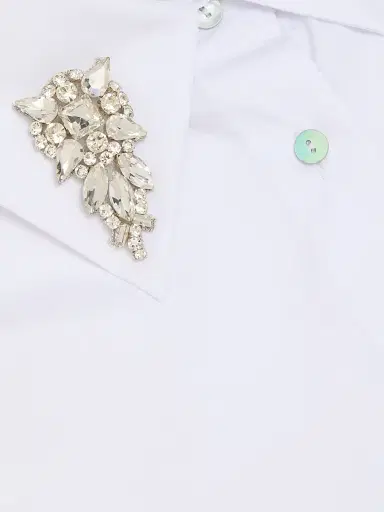 Chiara Boni La Petite Robe Women's Crystal-Embellished Cotton-Blend Shirt | Thumbnail 7 Chiara Boni La Petite Robe Women's Crystal-Embellished Cotton-Blend Shirt | Thumbnail 7