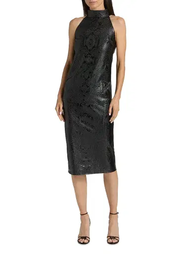Chiara Boni La Petite Robe Women's Lumi Snakeskin-Effect Coated Jersey Midi-Skirt | Thumbnail 2 Chiara Boni La Petite Robe Women's Lumi Snakeskin-Effect Coated Jersey Midi-Skirt | Thumbnail 2