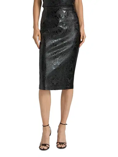 Chiara Boni La Petite Robe Women's Lumi Snakeskin-Effect Coated Jersey Midi-Skirt | Thumbnail 3 Chiara Boni La Petite Robe Women's Lumi Snakeskin-Effect Coated Jersey Midi-Skirt | Thumbnail 3