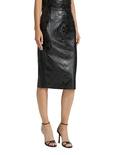 Chiara Boni La Petite Robe Women's Lumi Snakeskin-Effect Coated Jersey Midi-Skirt | Thumbnail 4 Chiara Boni La Petite Robe Women's Lumi Snakeskin-Effect Coated Jersey Midi-Skirt | Thumbnail 4