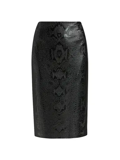Chiara Boni La Petite Robe Women's Lumi Snakeskin-Effect Coated Jersey Midi-Skirt | Thumbnail 1 Chiara Boni La Petite Robe Women's Lumi Snakeskin-Effect Coated Jersey Midi-Skirt | Thumbnail 1