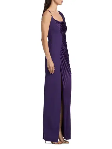 Versace Women's Gathered Jersey Column Gown | Thumbnail 4 Versace Women's Gathered Jersey Column Gown | Thumbnail 4