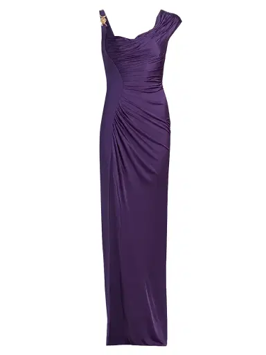 Versace Women's Gathered Jersey Column Gown | Thumbnail 1 Versace Women's Gathered Jersey Column Gown | Thumbnail 1