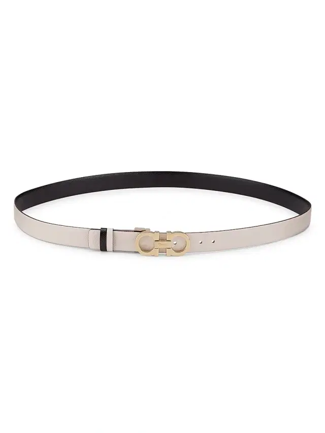 Women's Donna Gancini Buckle Reversible Leather Belt - Bone Nero Women's Donna Gancini Buckle Reversible Leather Belt - Bone Nero