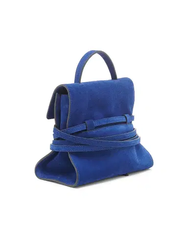 Moschino Women's Mini Tie Me Suede Top Handle Bag - Blue | Thumbnail 5 Moschino Women's Mini Tie Me Suede Top Handle Bag - Blue | Thumbnail 5