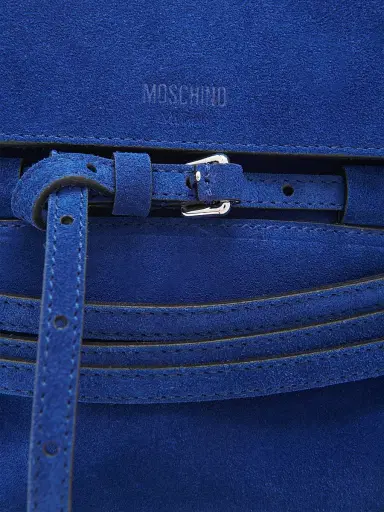 Moschino Women's Mini Tie Me Suede Top Handle Bag - Blue | Thumbnail 8 Moschino Women's Mini Tie Me Suede Top Handle Bag - Blue | Thumbnail 8