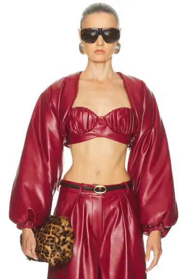 Rowen Rose Faux Leather Bolero | Thumbnail 1 Rowen Rose Faux Leather Bolero | Thumbnail 1