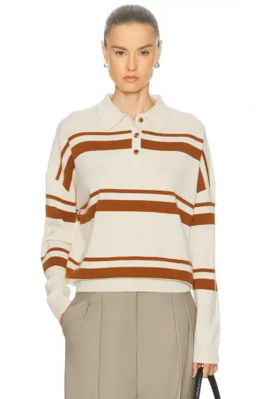 RENGGLI Cashmere Striped Polo Top | Thumbnail 1 RENGGLI Cashmere Striped Polo Top | Thumbnail 1