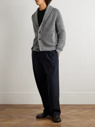 Zegna Shawl-Collar Waffle-Knit Cashmere and Mohair-Blend Cardigan - Men | Thumbnail 2 Zegna Shawl-Collar Waffle-Knit Cashmere and Mohair-Blend Cardigan - Men | Thumbnail 2