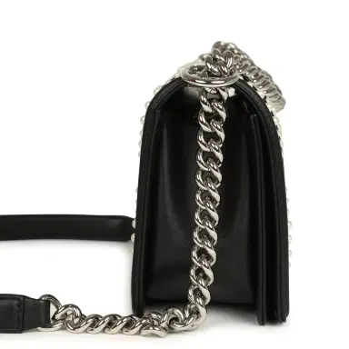 Chanel Chanel Medium Boy Bag Black Pearl Chevron Calfskin Silver Hardware | Thumbnail 3 Chanel Chanel Medium Boy Bag Black Pearl Chevron Calfskin Silver Hardware | Thumbnail 3