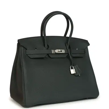 HERMÈS Hermes Birkin 35 Vert Fonce Togo Palladium Hardware | Thumbnail 2 HERMÈS Hermes Birkin 35 Vert Fonce Togo Palladium Hardware | Thumbnail 2