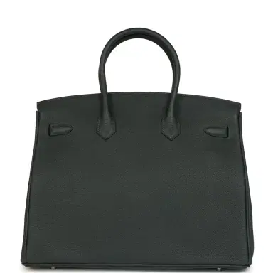 HERMÈS Hermes Birkin 35 Vert Fonce Togo Palladium Hardware | Thumbnail 4 HERMÈS Hermes Birkin 35 Vert Fonce Togo Palladium Hardware | Thumbnail 4