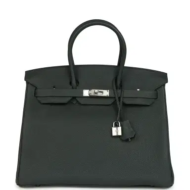 HERMÈS Hermes Birkin 35 Vert Fonce Togo Palladium Hardware | Thumbnail 1 HERMÈS Hermes Birkin 35 Vert Fonce Togo Palladium Hardware | Thumbnail 1