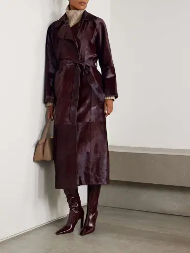 Nour Hammour Althea Belted Cow Hair Trench Coat | Thumbnail 2 Nour Hammour Althea Belted Cow Hair Trench Coat | Thumbnail 2