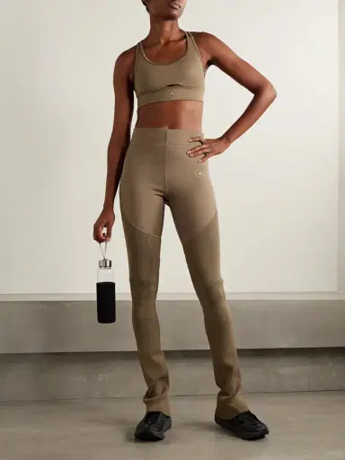 adidas by Stella McCartney Paneled Stretch Recycled And Ribbed-knit Leggings | Thumbnail 2 adidas by Stella McCartney Paneled Stretch Recycled And Ribbed-knit Leggings | Thumbnail 2