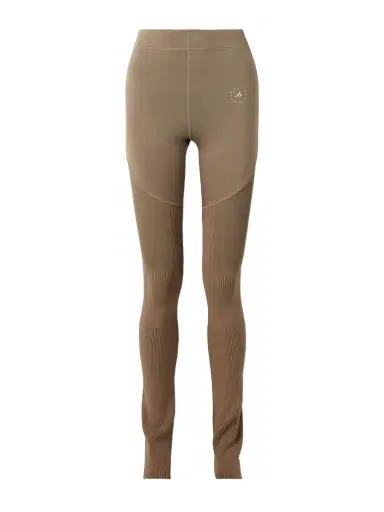 adidas by Stella McCartney Paneled Stretch Recycled And Ribbed-knit Leggings | Thumbnail 1 adidas by Stella McCartney Paneled Stretch Recycled And Ribbed-knit Leggings | Thumbnail 1