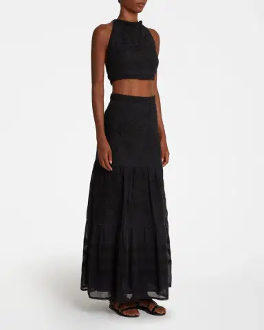 Emporio Sirenuse Elda Skirt With Flower Net Embroidery | Thumbnail 3 Emporio Sirenuse Elda Skirt With Flower Net Embroidery | Thumbnail 3