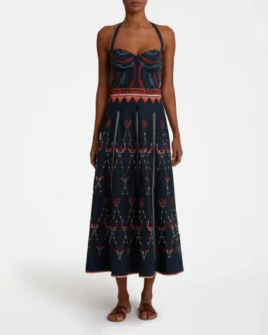 Emporio Sirenuse Lotty Dress with Sacred Bulls Embroidery | Thumbnail 2 Emporio Sirenuse Lotty Dress with Sacred Bulls Embroidery | Thumbnail 2