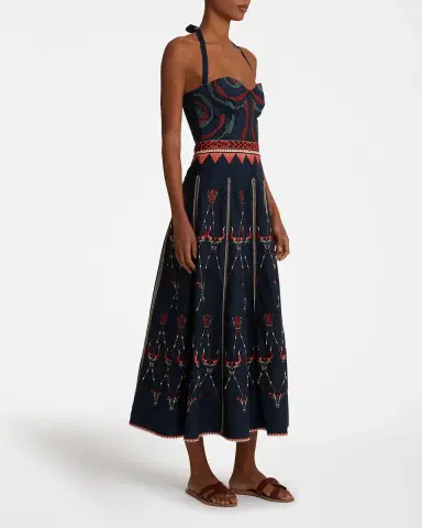 Emporio Sirenuse Lotty Dress with Sacred Bulls Embroidery | Thumbnail 3 Emporio Sirenuse Lotty Dress with Sacred Bulls Embroidery | Thumbnail 3