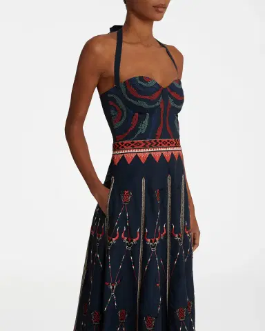 Emporio Sirenuse Lotty Dress with Sacred Bulls Embroidery | Thumbnail 5 Emporio Sirenuse Lotty Dress with Sacred Bulls Embroidery | Thumbnail 5
