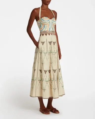 Emporio Sirenuse Lotty Dress with Sacred Bulls Embroidery | Thumbnail 10 Emporio Sirenuse Lotty Dress with Sacred Bulls Embroidery | Thumbnail 10