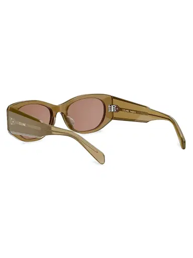 Celine Women's 3 Dots 54MM Rectangular Sunglasses - Shiny Dark Green Brown | Thumbnail 4 Celine Women's 3 Dots 54MM Rectangular Sunglasses - Shiny Dark Green Brown | Thumbnail 4
