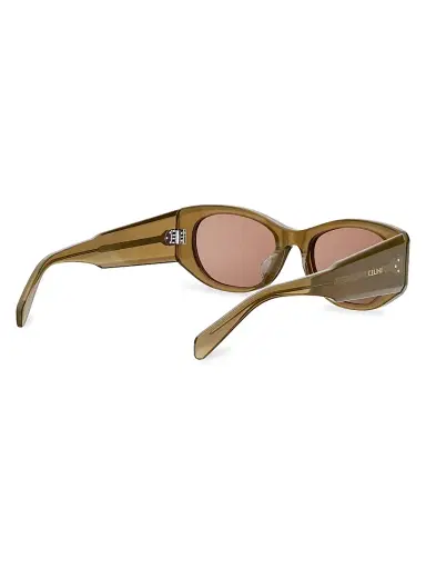 Celine Women's 3 Dots 54MM Rectangular Sunglasses - Shiny Dark Green Brown | Thumbnail 6 Celine Women's 3 Dots 54MM Rectangular Sunglasses - Shiny Dark Green Brown | Thumbnail 6