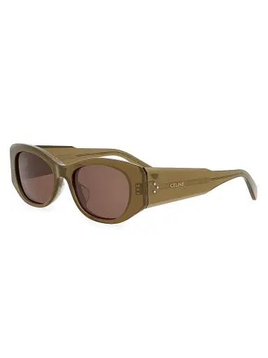 Celine Women's 3 Dots 54MM Rectangular Sunglasses - Shiny Dark Green Brown | Thumbnail 1 Celine Women's 3 Dots 54MM Rectangular Sunglasses - Shiny Dark Green Brown | Thumbnail 1