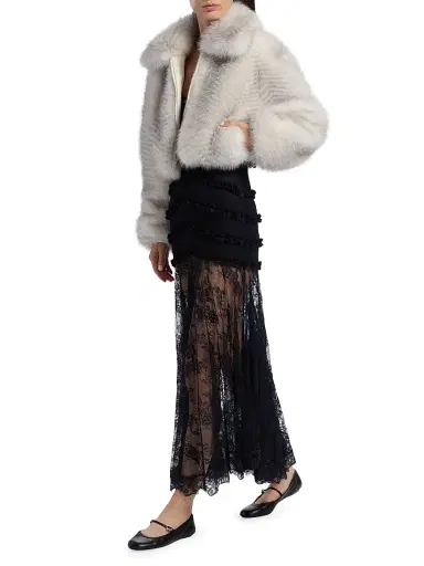 LoveShackFancy Women's Orlen Faux-Fur Crop Jacket | Thumbnail 2 LoveShackFancy Women's Orlen Faux-Fur Crop Jacket | Thumbnail 2