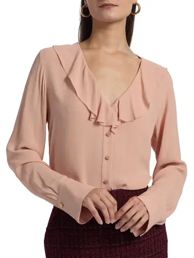 Generation Love Women's Kassy Satin Georgette Blouse - Dusty Pink | Thumbnail 6 Generation Love Women's Kassy Satin Georgette Blouse - Dusty Pink | Thumbnail 6