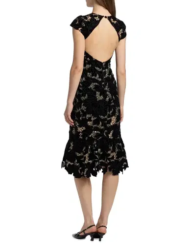 Alice + Olivia Women's Clover Velvet Floral Lace Open-Back Midi-Dress - Black | Thumbnail 5 Alice + Olivia Women's Clover Velvet Floral Lace Open-Back Midi-Dress - Black | Thumbnail 5