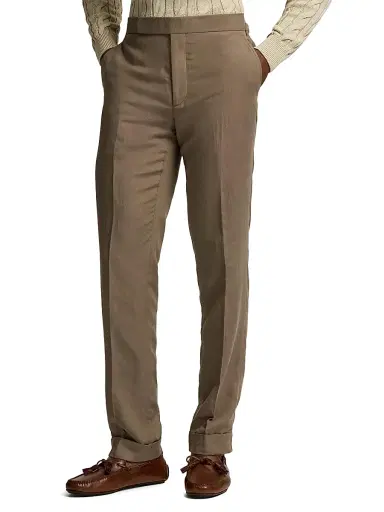 Ralph Lauren Purple Label Men's Silk-Linen Slim Trousers - Taupe | Thumbnail 3 Ralph Lauren Purple Label Men's Silk-Linen Slim Trousers - Taupe | Thumbnail 3