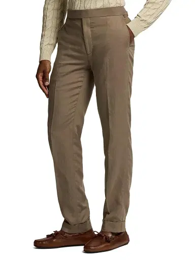 Ralph Lauren Purple Label Men's Silk-Linen Slim Trousers - Taupe | Thumbnail 4 Ralph Lauren Purple Label Men's Silk-Linen Slim Trousers - Taupe | Thumbnail 4