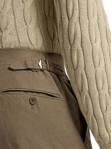 Ralph Lauren Purple Label Men's Silk-Linen Slim Trousers - Taupe | Thumbnail 6 Ralph Lauren Purple Label Men's Silk-Linen Slim Trousers - Taupe | Thumbnail 6