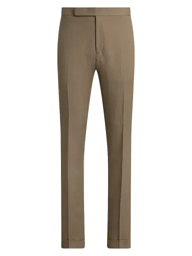 Ralph Lauren Purple Label Men's Silk-Linen Slim Trousers - Taupe | Thumbnail 1 Ralph Lauren Purple Label Men's Silk-Linen Slim Trousers - Taupe | Thumbnail 1