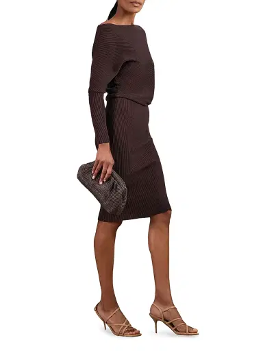 Reiss Women's Lara Rib-Knit Knee-Length Dress - Plum Purple | Thumbnail 2 Reiss Women's Lara Rib-Knit Knee-Length Dress - Plum Purple | Thumbnail 2