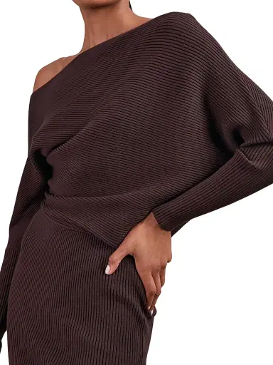 Reiss Women's Lara Rib-Knit Knee-Length Dress - Plum Purple | Thumbnail 4 Reiss Women's Lara Rib-Knit Knee-Length Dress - Plum Purple | Thumbnail 4
