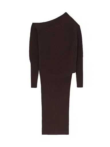 Reiss Women's Lara Rib-Knit Knee-Length Dress - Plum Purple | Thumbnail 1 Reiss Women's Lara Rib-Knit Knee-Length Dress - Plum Purple | Thumbnail 1